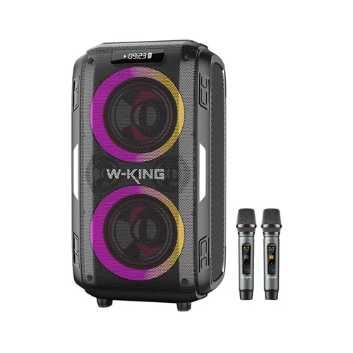 اسپیکر بلوتوثی دبلیو کینگ قابل حمل دومیکروفون W-KING T9 PRO 2 MIC